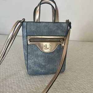 True Religion Blue and Gold Crossbody Bag